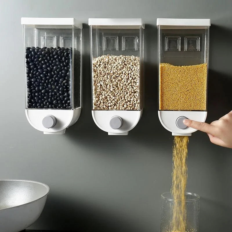 Wall-Mounted Multi-Grain Dispenser – Freshness & Organization for Your Kitchen!